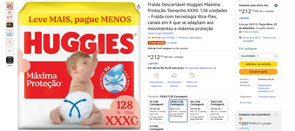 fralda huggies promoção xxxg